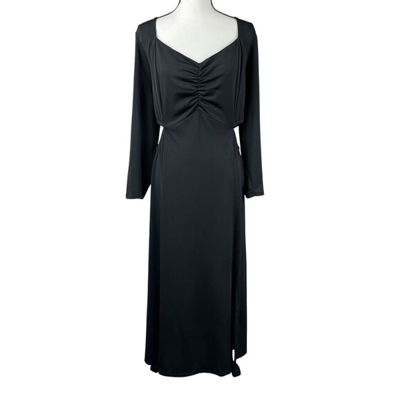 Torrid Women's Maxi Studio Dress Plus Size 2X Black Side Cut Out Long Sleeve - Picture 2 of 14